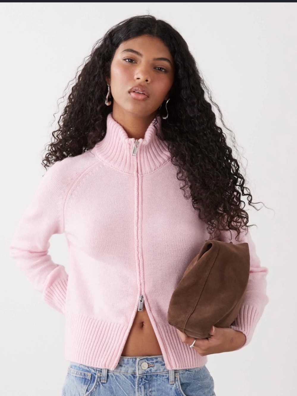 Streetwear Society white Zip-Up Knit Jacket